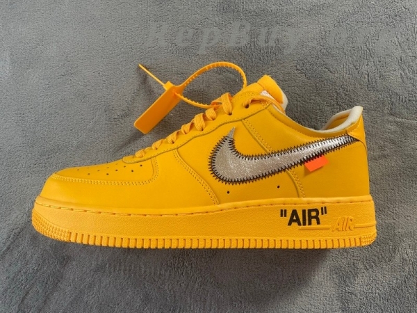 Top Version Nike Air Force 1 Low OFF-WHITE University Gold Metallic Silver DD1876-700 - Image 2