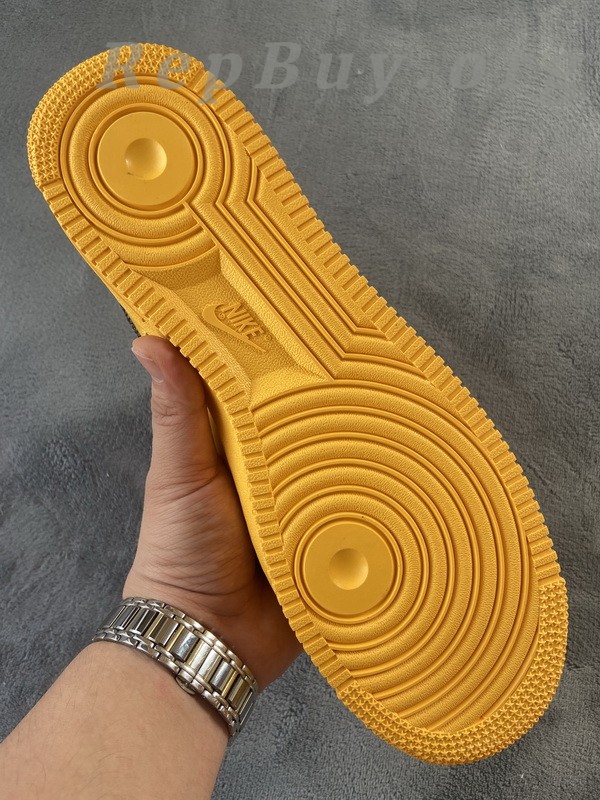 Top Version Nike Air Force 1 Low OFF-WHITE University Gold Metallic Silver DD1876-700 - Image 4