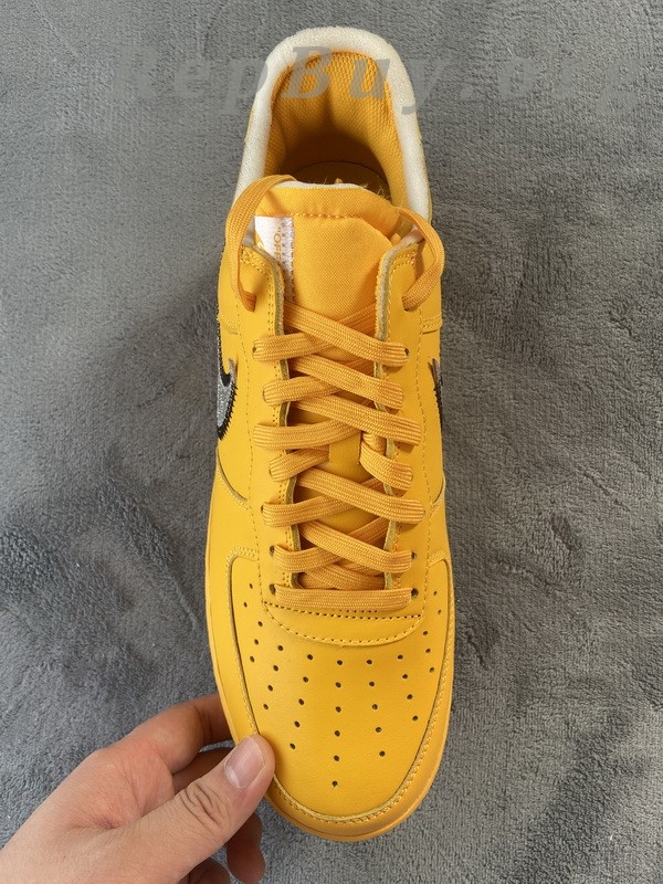 Top Version Nike Air Force 1 Low OFF-WHITE University Gold Metallic Silver DD1876-700 - Image 7