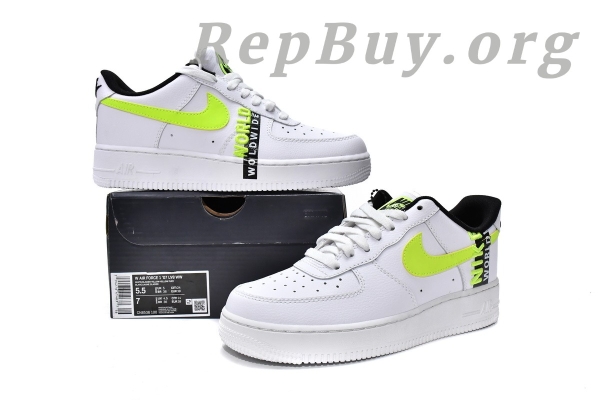Top Version Nike Air Force 1 Low Worldwide White Barely Volt (GS) CN8536-100 - Image 20