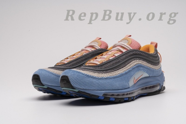 Top Version Nike Air Max 97 Corduroy Light Blue CQ7512-462 - Image 5