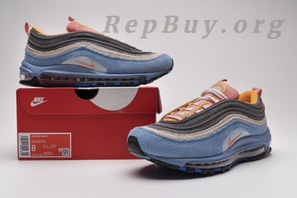 Top Version Nike Air Max 97 Corduroy Light Blue CQ7512-462 - Image 18