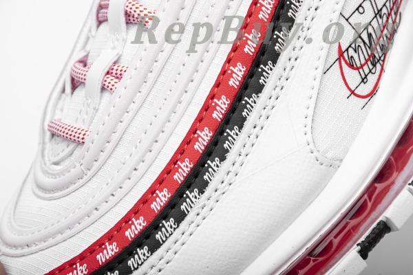 Top Version Nike Air Max 97 Sketch Logo White Black Red CK9397-100 - Image 11