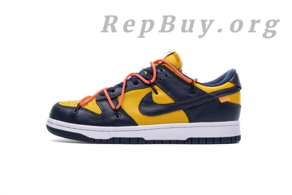 Top Version Nike Dunk Low Off-White University Gold Midnight Navy CT0856-700 - 图片 2