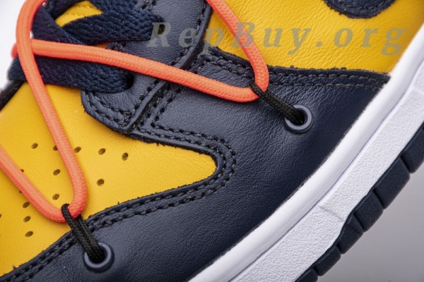 Top Version Nike Dunk Low Off-White University Gold Midnight Navy CT0856-700 - 图片 9