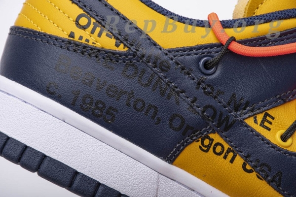 Top Version Nike Dunk Low Off-White University Gold Midnight Navy CT0856-700 - 图片 12