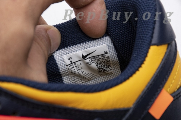 Top Version Nike Dunk Low Off-White University Gold Midnight Navy CT0856-700 - 图片 8