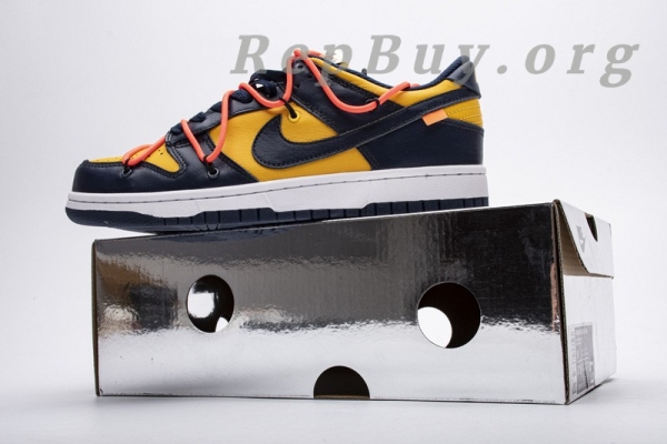Top Version Nike Dunk Low Off-White University Gold Midnight Navy CT0856-700 - 图片 18