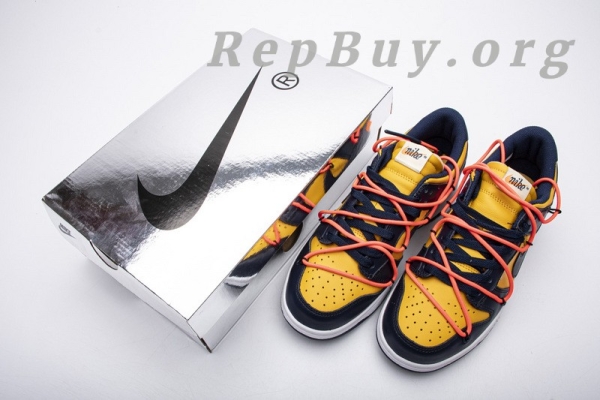 Top Version Nike Dunk Low Off-White University Gold Midnight Navy CT0856-700 - 图片 19