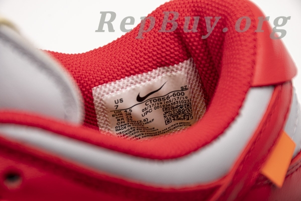 Top Version Nike Dunk Low Off-White University Red CT0856-600 - 图片 13