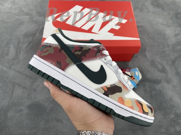 Top Version Nike Dunk Low SE Sail Multi-Camo DH0957-100 - 图片 9