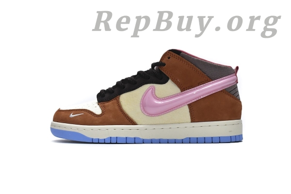 Top Version Nike Dunk Mid Social Status Free Lunch Chocolate Milk DJ1173-700 - 图片 2