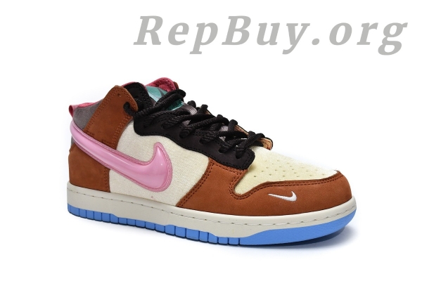 Top Version Nike Dunk Mid Social Status Free Lunch Chocolate Milk DJ1173-700 - 图片 3