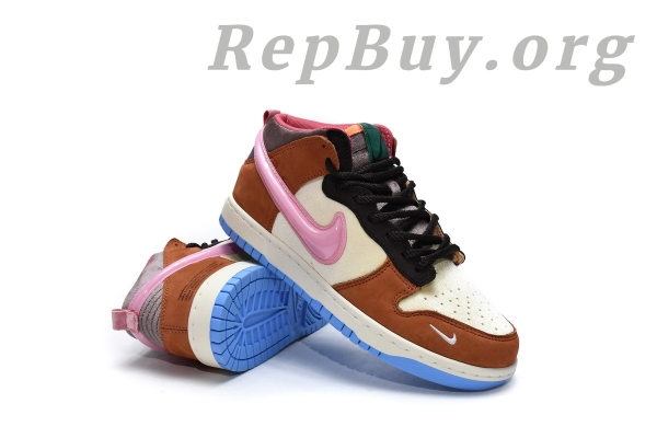 Top Version Nike Dunk Mid Social Status Free Lunch Chocolate Milk DJ1173-700 - 图片 6