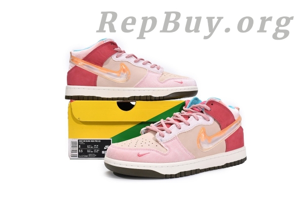 Top Version Nike Dunk Mid Social Status Free Lunch Strawberry Milk DJ1173-600 - 图片 22