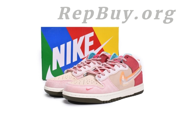 Top Version Nike Dunk Mid Social Status Free Lunch Strawberry Milk DJ1173-600 - 图片 21