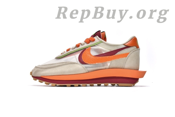 Top Version Nike LD Waffle sacai CLOT Kiss of Death Net Orange Blaze DH1347-100 - Image 2