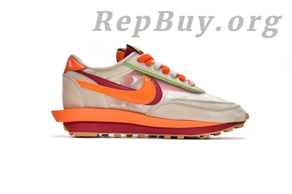 Top Version Nike LD Waffle sacai CLOT Kiss of Death Net Orange Blaze DH1347-100 - Image 3