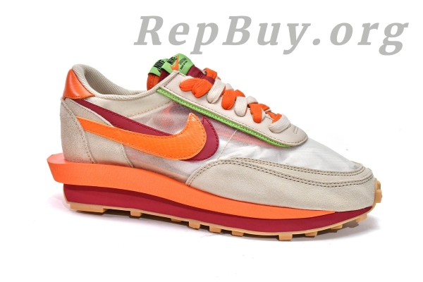 Top Version Nike LD Waffle sacai CLOT Kiss of Death Net Orange Blaze DH1347-100 - Image 4