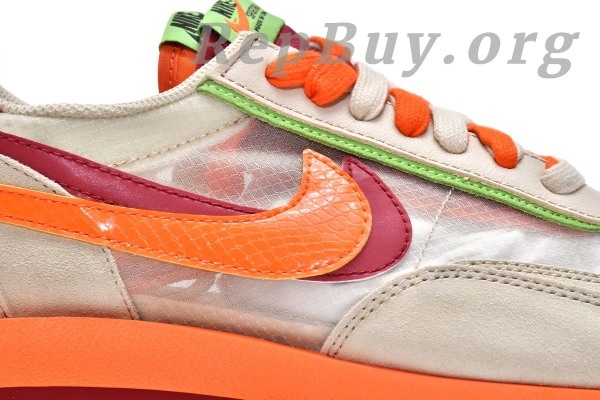 Top Version Nike LD Waffle sacai CLOT Kiss of Death Net Orange Blaze DH1347-100 - Image 12