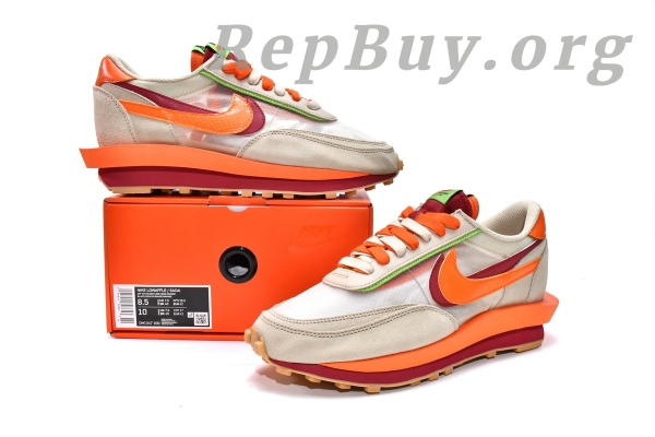 Top Version Nike LD Waffle sacai CLOT Kiss of Death Net Orange Blaze DH1347-100 - Image 20