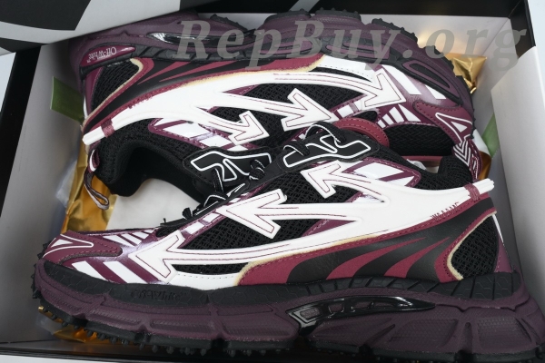 Off White Be Right Back Sneakers, high quality replica sneakers, Off White replica shoes, best fake Off White sneakers, Off White BRB sneakers black purple red, OMIA295F24 FAB00 10012, premium copy sneakers, 1:1 Off White shoes, luxury replica footwear, sneakerhead replica collection