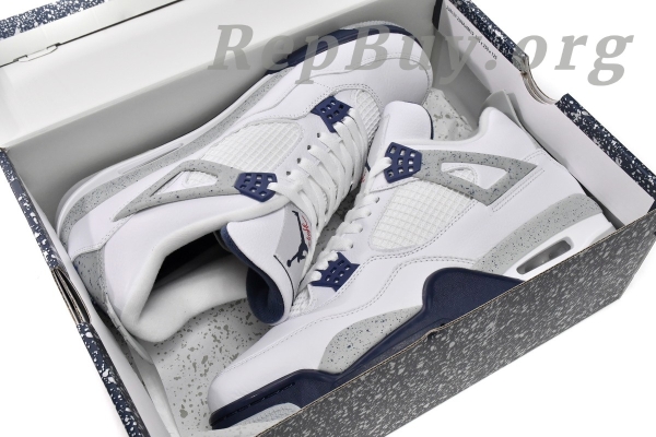 Top Version  Air Jordan 4 Retro White Midnight Navy DH6927-140 - Image 17