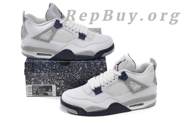 Top Version  Air Jordan 4 Retro White Midnight Navy DH6927-140 - Image 18