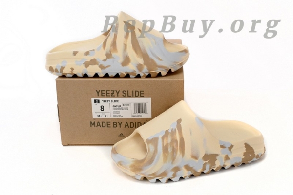 Top Version adidas Yeezy Slide Enflame Oil Painting White Yellow GW1932 - Image 12