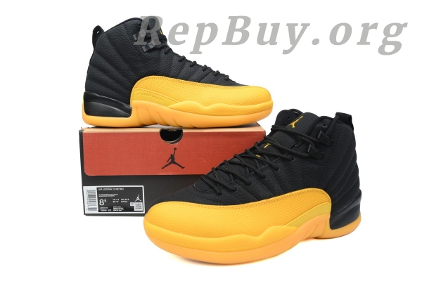 Top Version Air Jordan 12 Retro, High Quality Replica Jordan 12, Best Fake Air Jordan 12, AJ12 Retro Black University Gold, 130690-070 Replica, Premium Copy Jordan Shoes, Sneaker Reps Jordan 12