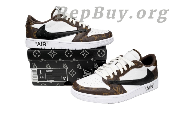 Top Version Air Jordan 1 Low Louis Vuitton Brown, High Quality Replica Air Jordan 1 Low, Best Copy AJ1 Low LV Brown, Premium Replica Sneakers, 1:1 Replica Jordan 1 Low, Luxury Rep Shoes DL2403-002