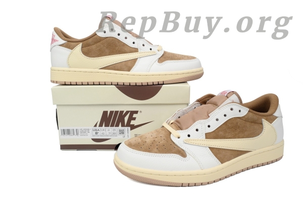 Top Version Air Jordan 1 Low Travis Scott Sail Shy Pink DM7866-106 - Image 12