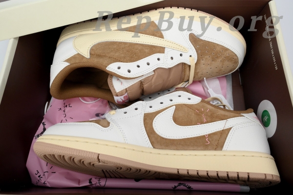 Top Version Air Jordan 1 Low Travis Scott Sail Shy Pink DM7866-106 - Image 10