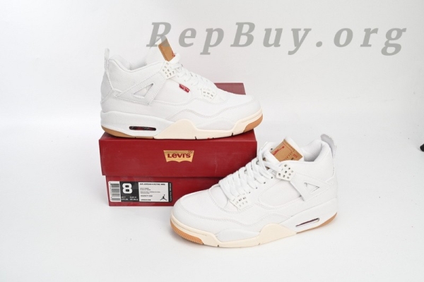 Top Version Air Jordan 4 Retro Levi's White (Levi's Tag) AO2571-100 - Image 14