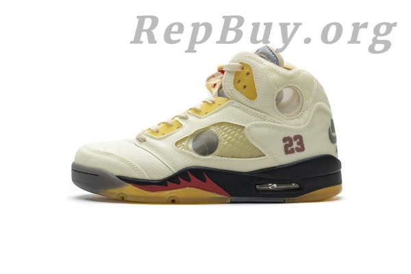 Top Version Air Jordan 5 Retro OFF-WHITE Sail DH8565-100 - Image 2
