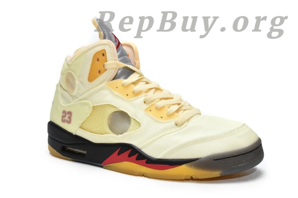 Top Version Air Jordan 5 Retro OFF-WHITE Sail DH8565-100 - Image 3