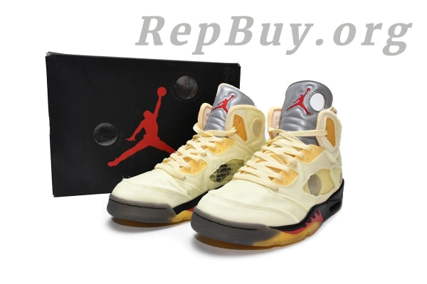 Top Version Air Jordan 5 Retro OFF-WHITE Sail DH8565-100 - Image 19
