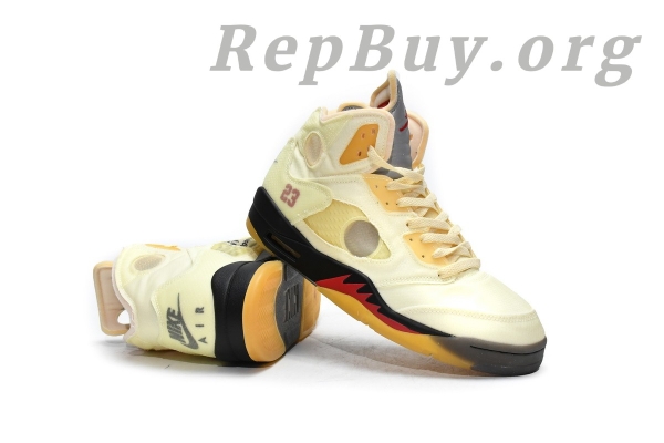 Top Version Air Jordan 5 Retro OFF-WHITE Sail DH8565-100 - Image 20