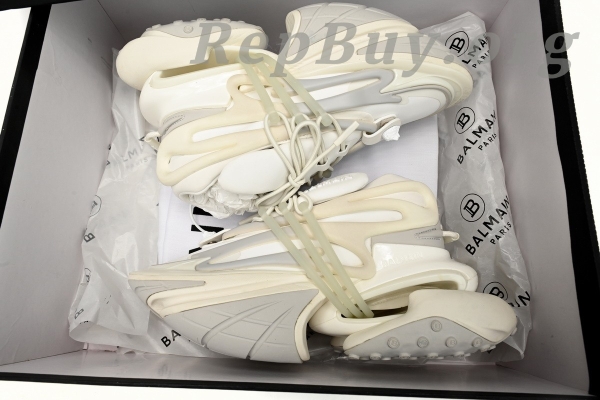 Top Version BALMAIN Multikolor Buty sportowe All White YM1VJ309 - Image 14