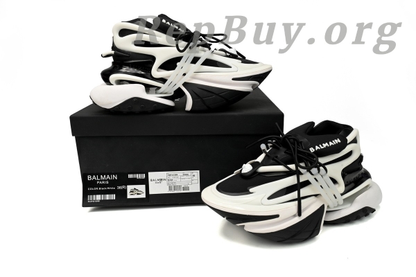 Top Version BALMAIN Multikolor Buty sportowe Black And White YM1VJ309 - Image 12