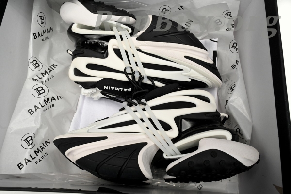 Top Version BALMAIN Multikolor Buty sportowe Black And White YM1VJ309 - Image 14