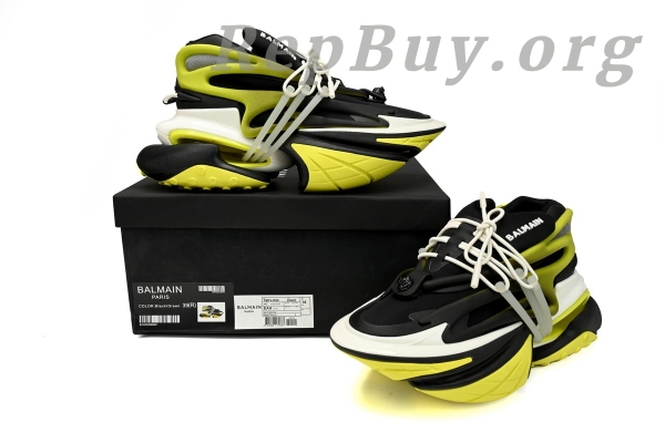 Top Version BALMAIN Multikolor Buty sportowe Black And Yellow YM1VJ309 - Image 12