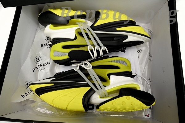 Top Version BALMAIN Multikolor Buty sportowe Black And Yellow YM1VJ309 - Image 14