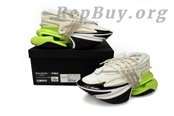 Top Version BALMAIN Multikolor Buty sportowe Black White Green YM1VJ309 - Image 12