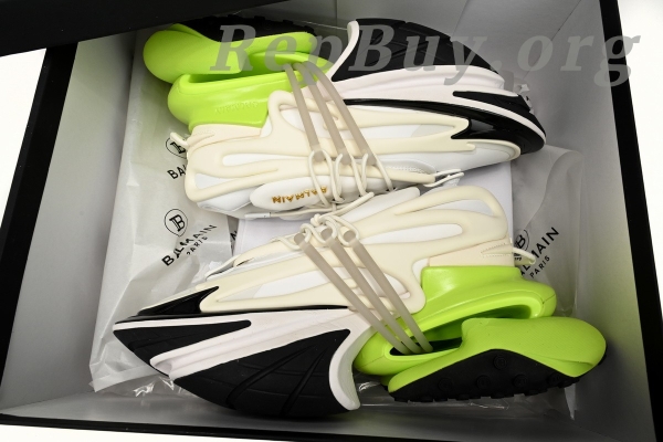 Top Version BALMAIN Multikolor Buty sportowe Black White Green YM1VJ309 - Image 14