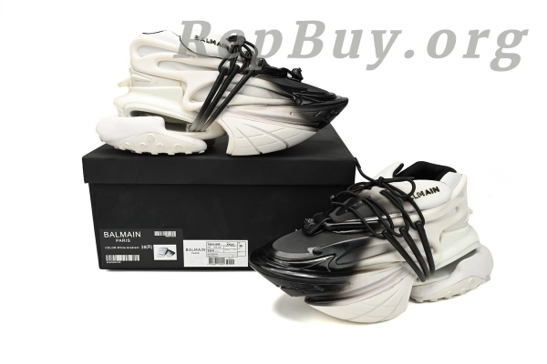 Top Version BALMAIN Multikolor Buty sportowe White and Black YM1VJ309 - Image 12