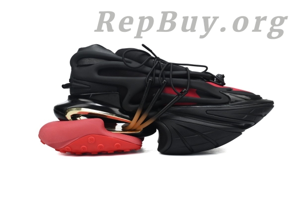 Top Version Balmain Unicorn Low-Top Black Red YM1VJ309 - Image 2