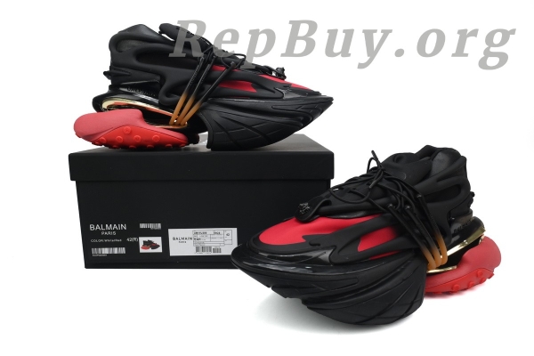 Top Version Balmain Unicorn Low-Top Black Red YM1VJ309 - Image 10