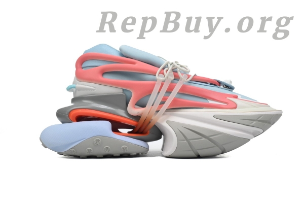 Top Version Balmain Unicorn Low-Top Grey Blue Red YM1VJ309 - Image 2