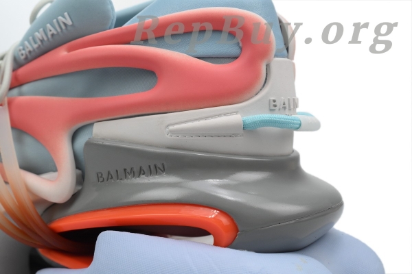 Top Version Balmain Unicorn Low-Top Grey Blue Red YM1VJ309 - Image 4